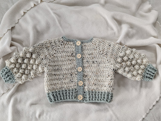 Bobble Cardigan| Tweed & Spa 6-12M | RTS