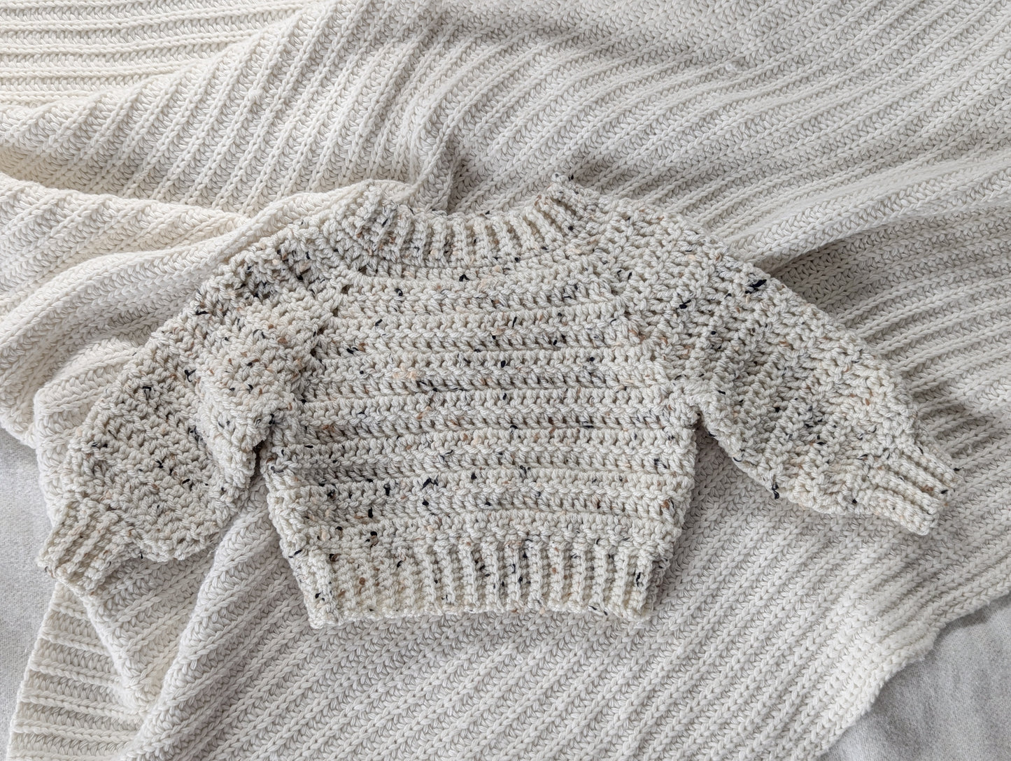 Crochet pullover| Tweed 0-3M | RTS