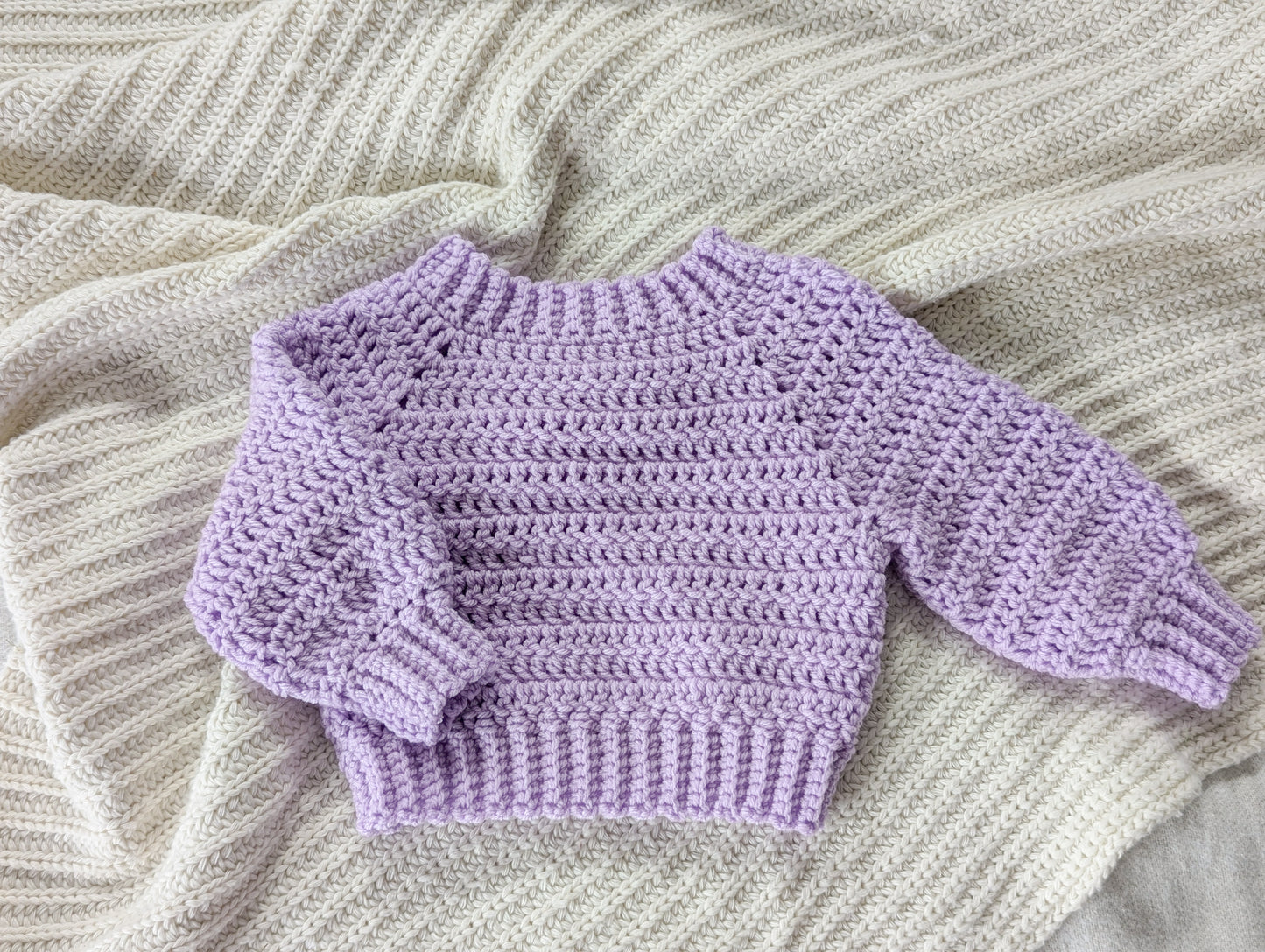 Crochet pullover| Orchid 0-3M| RTS