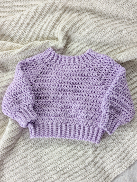 Crochet pullover| Orchid 0-3M| RTS