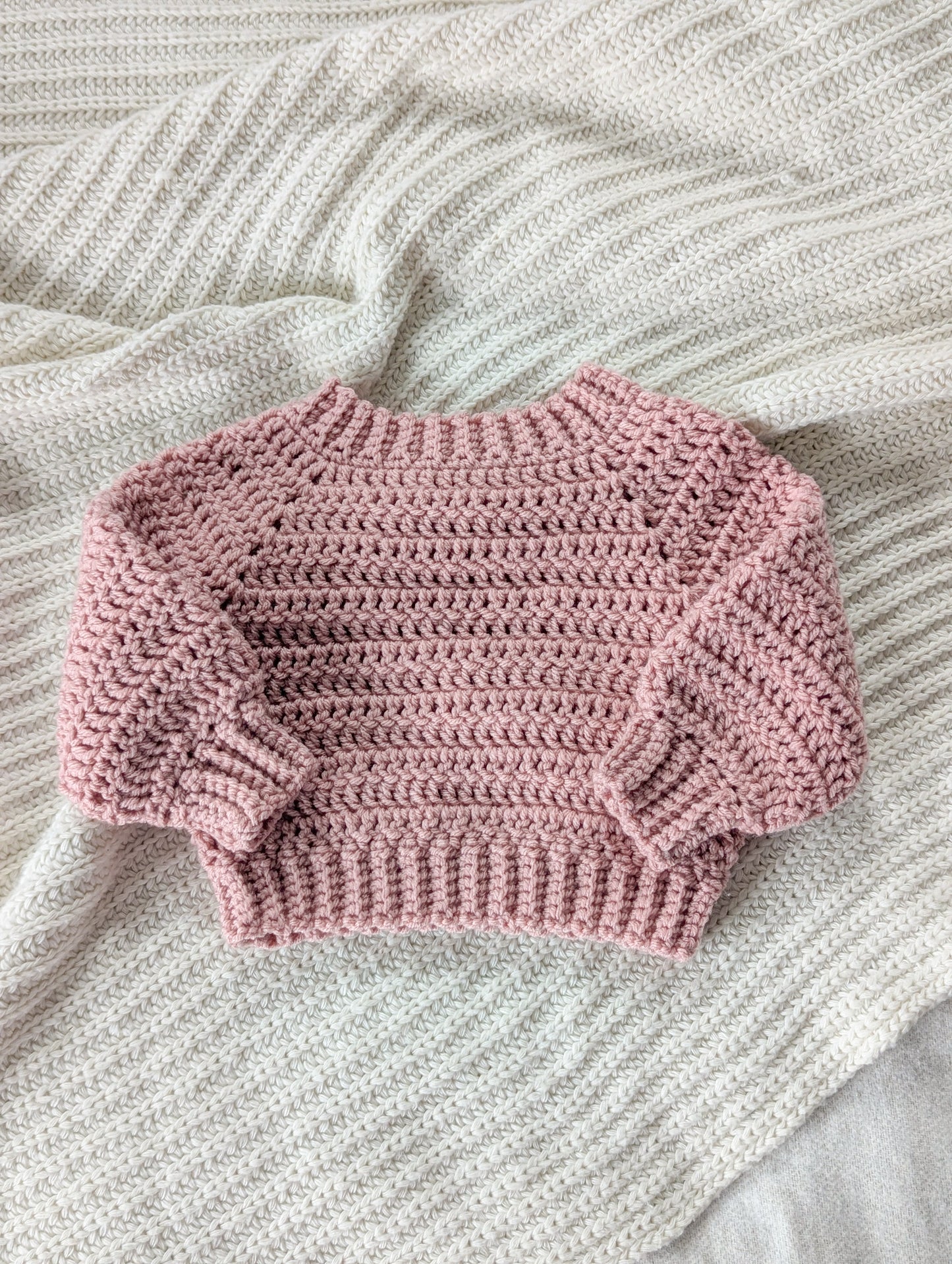 Crochet pullover| Rosy 0-3M | RTS