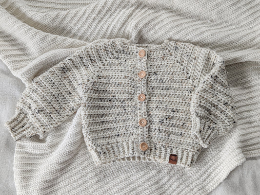 Crochet Cardigan| Tweed 1-2YR | RTS