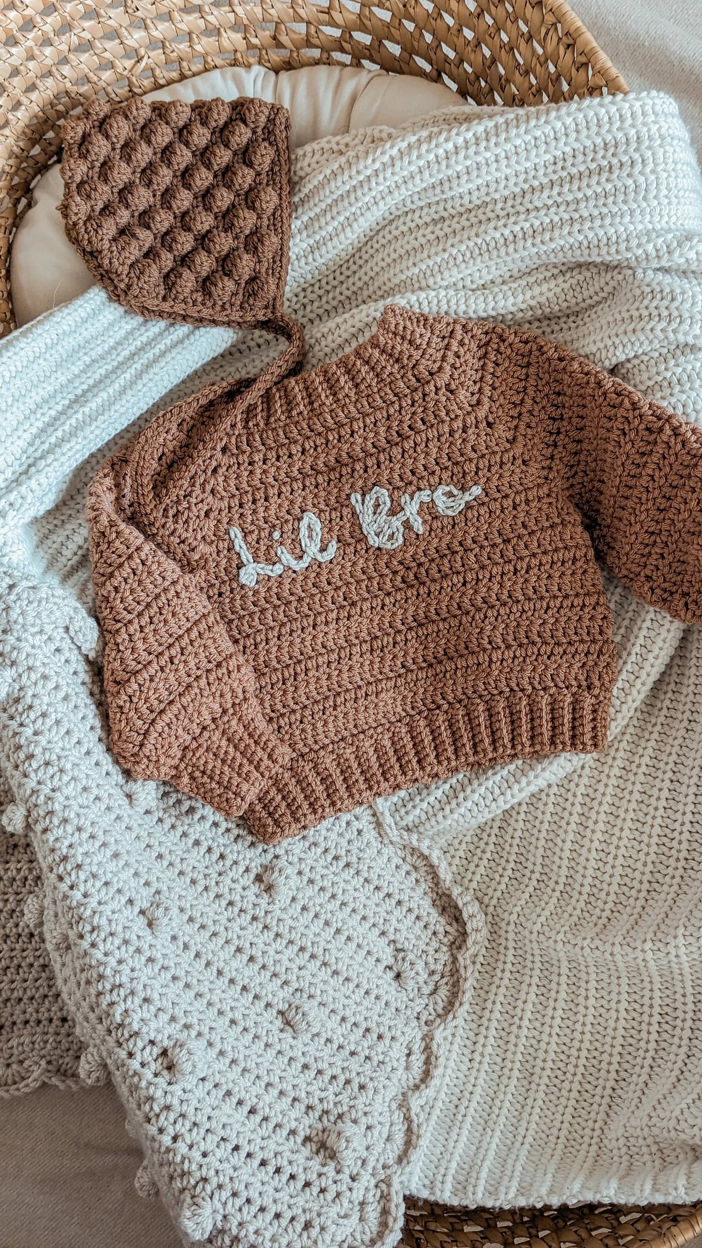 Lil Bro pullover| Clay & Natural 3-6M | RTS